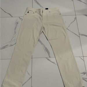 AG Jeans The Graduate Tailored Leg 36x32 Suede Finish Stretch Cream Like New